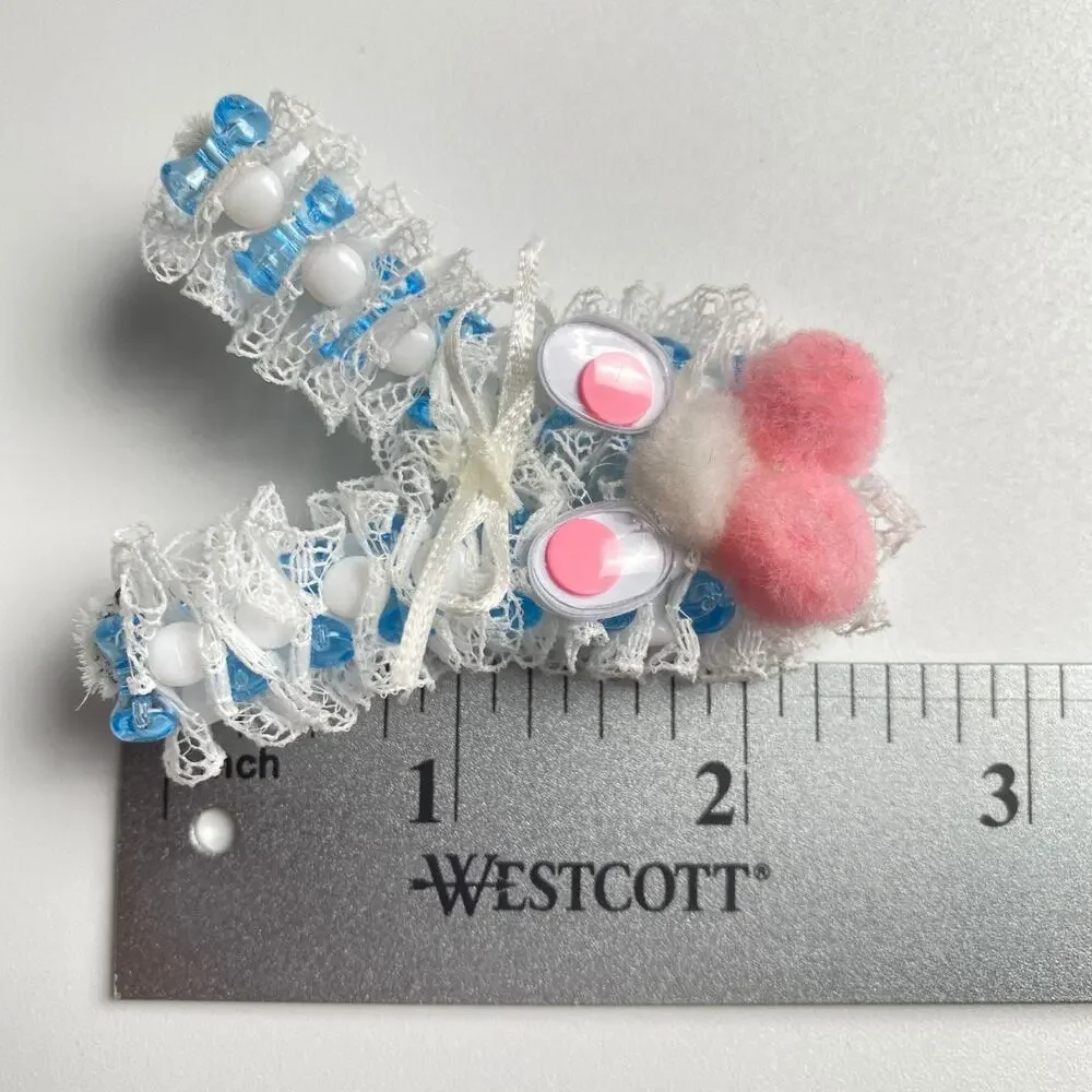 Easter Bunny Brooch Handmade Lace Beaded Rabbit Pin Cute Spring
